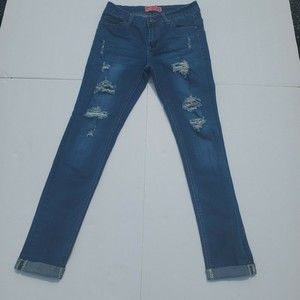 Wax Jeans Butt I Love You Denim Skinny Stretch Cuffed Jeans Juniors Size 5